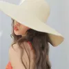 Chapeaux à large bord seau Chapeau de paille d'été 48 cm grand soleil de plage pour grande protection pliable Panama casquettes femme dame Chapeau H240330