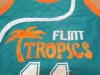 Vintage 33 Jackie Moon Jersey Hommes Flint Tropics Semi Pro Film Basketball Maillots 7 Café Noir 11 Ed Monix Uniforme Sport Vert Blanc