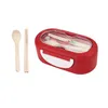 Dinnerware Bento Box Adult Lunch With -Safe Built-in Plastic Utensil Set For Dining Out Work School Picnic