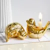 Candle Holders 1PC Elegant Holder Gold Bird Home Decor Desktop Ornament Creative Cute Ceramic Candlestick