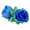 Flores decorativas 50 rosas artificiales 3 cm de alto decoración de boda azul marino al por menor