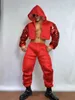 Vêtements de hip-hop en scène pour les clubs de club masculins adultes Sequins rouges tops pantalons de danse de rue Bar Gogo Dancer Performance Clothing