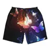 Herr shorts glödande natt fjäril bräde sommar söt djur hawaii strand korta byxor man sportkläder snabb torr design badstammar