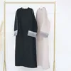 Ethnische Kleidung, modisches, mit Blumen bedrucktes muslimisches Kleid, elegante Robe, Abaya, weibliche Patckwork-Oberbekleidung in voller Länge, Gottesdienst