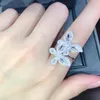 Cluster Rings Two Butterflies Zircon Diamonds For Women White Gold Color Engagement Band Cocktail Party Jewelry Shiny Gifts Drop Deliv Dh39S