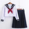 Uniforme d'écolière blanche Classe japonaise Uniformes scolaires de marin de la marine Vêtements d'étudiants pour les filles Anime COS Sailor Navy Suit n4Sq #