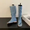 Sandali estivi alla moda Nuove scarpe da donna Denim Clip Toe Interno con tacco rialzato Stivali da donna freddi 240228