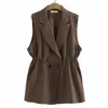 2022 herbst Frauen Anzug Weste Plus Größe Kleidung LOSE Sleevel Zweireiher Blazer Casual Kordelzug Taille Lg Mantel A3AE #