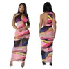 Womens Summer Digital Printing Irregular Mesh Dress Bikini Three Piece Set