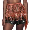 Bohemian Fringe Skirts Girls Sequin Tassel Belly Dance Scarf Rave Party For Performance Dancing Waist Chain Dress 240327