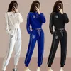 Running Sets Badypczd Frau Sportanzüge Stand Collar Casual Letter Hoodie Lose Weitbein Joggers Hosen Koreanische zweiteilige Frauen Outfits