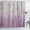 Cortinas de ducha Paneles de madera rústica Efecto de fondo Casa de campo Arte Tela Tela Tela Decoración de baño Conjunto con ganchos Azul pálido Gris