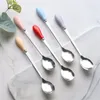 Spoons Matte Black Stirring Soup Spoon Tableware Minimalist Creative Ice Cream Kitchen Accessories Long Handled Dessert Scoop