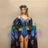 Club nocturno para adultos Cantante Femenina Sexy Alas de mariposa Mono Gogo Dancer Rave Outfit Jazz Dance Body n87K #