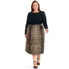 Vintage Plus-Size-Röcke für Frauen, Leopardenmuster, bequem, lässig, hohe Taille, gerade, Stretch-Lg-Rock, 4XL, 5XL, 6XL, 8XLH123 s065#