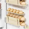 Kök Storage Organization Matic Scrolling Egg Rack Box Dispenser Rolling Eggs Holder Organizer Kylskåp Home Gadgets Drop Del otb1w