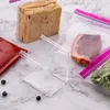 Support de sac anti-déversement à crochets, support de stockage des aliments mains libres, fermeture à glissière réutilisable sans Bpa pour les sandwichs au congélateur, plus