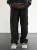 Твердые мужские брюки-карго с несколькими клапанами и карманами, мужские брюки-карго с прямыми штанинами, свободные повседневные уличные брюки, мешковатые брюки, модная уличная одежда 240329