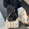 black Y2k Grunge Shoulder Bag For Women White Motor Cool Girl Fi Handbag Chain Underarm Wand Purse Pocket Zipper Gothic Bag h94y#