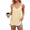 Women's Tanks Women Camisole Double Suspenders Crop Tops Sleeveless Hollowed Solid Loose Vest For Casual Daily Spaghetti Strap