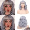 Synthetic Wigs Xtress Short Bob Wig With Bangs Orange Color Lolita For Women Shoder Length Wave Hairstyles Party Cosplay Drop Delivery Otxkj