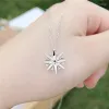 Chains Korean Ladies Ins Snowflake Sterling Sier S925 Necklace Light Luxury Sun Flower Clavicle Chain For Girlfriend Christmas Gift Dr Otji2