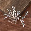 simulated Pearl Tiaras Hair Comb Wedding Bridal Hair Accories Crystal Hairband Hair Clip Jewelry Stick Sier Color Headpiece Y2LQ#