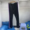 Calças masculinas de alta qualidade agulhas casuais borboleta bordada lado listrado sweatpants para homens mulheres calças roxas escuras