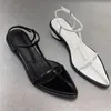 Sapatos casuais t-amarrado para senhoras dedo do pé apontado salto baixo mulheres costura sandálias femininas tornozelo cinta zapatos mujer cintos fivela chassure