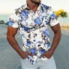 Men's Casual Shirts Rose White Shirt Pattern Floral Outdoor Street Short Sleeve Clothing Fashion Cotton