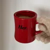 マグカップオリジナルの赤いセラミックマグイヤーコーヒーカップカップ朝食ミルク