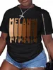 Lw Plus Size Vrouw Kleding 2022 Zomer Casual Ronde Hals Korte Mouw Melanine Brief Print T-shirt K4BJ #