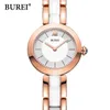 Burei marca de moda prata rosa ouro relógios para mulheres luxo à prova dwaterproof água safira casual quartzo relógio pulso reloj mujer 240320