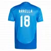 Chiesa Jorginho Barella Immobile Raspadoriイタリア代表チームホームアウェイメンズ女性キッズファンプレーヤーバージョンサッカージャージーフットボールジャージ