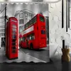 Douchegordijnen Aangepaste baddruk Londen Street Mooie waterdichte badkamer Gordijn Polyester stof 12 Hook