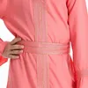 Vêtements ethniques Filles musulmanes Robe longue Printemps Ramadan Broderie Dentelle Kaftan Col V Abaya pour enfants Islamique Arabie Saoudite Robe Marocain