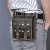 spessa pelle di mucca da uomo Design piccola pelle di vacchetta Gancio vintage Hip Bum Bag Fanny Marsupio Portasigarette 6.5 "Phe Pouch 1608 y0IQ #