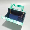 Totes Marbling Green Acrylic Clutch Handbag with Top Handle Crossbody Handbag Prom Party Wedding Bag Box Fashion Women Evening Purse H240330