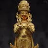 Dekorativa figurer 41 China Tibet Bronze Gold Plated Zakiram Kwan-Yin Avalokitesvara Buddha Statue