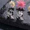 Stud Earrings 925 Silver Bee Black Epoxy Animal Lovely Gift For Women Girl Fine Jewelry Original Design