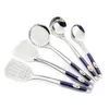 Set di pentole Set in acciaio inossidabile di qualità eccellente Pala Cucchiaio per riso Zuppa grande 5 pezzi Utensili da cucina con manico in nylon resistente al calore