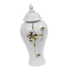 Opslagflessen Keramische bloemenvaas Chinese witte en aureate gemberpot Decoratief voor inrichting Kantoor Slaapkamer Bureau