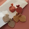 Kolczyki nurkowane ręcznie robione urocze dzianie Pletający wzór kształt serca multi stałe kolory miłość polimerowe khaki gliniane zestawy kolczyków biżuterii