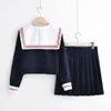 2019 Uniformes scolaires japonais pour filles mignons courts / longueur Lg Sailor Tops + jupe plissée Ensembles complets Cosplay JK Costume S4Ig #