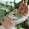 Bangle 2st/set Natural Jade Bangles Women's Ancient Style Armband Steg av par minnes flickvänner smycken