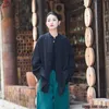 2024 donne cinese tradizionale vestito di linguetta lino Zen tè Hanfu Cardigan signore Tai Chi Kung Fu Top Vintage Cott Femal Abbigliamento i8KE #