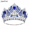 Fermagli per capelli JaneVini Gioielli da sposa in cristallo di lusso Corone e diademi Argento barocco da donna Copricapo da sposa con grande corona per spettacolo di bellezza