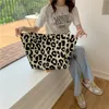 Koreansk chic stor casual tygväska leopard axelväska damer canvas väska ny 2023 shop bolsa mujer a9hv#