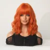 الباروكات NAMM HD Wavy Wigs للنساء شعر مستعار اصطناعي مع الانفجارات شقراء إلى حمراء مجعد OMBRE BOB BOBS COSPLAY حزب الشعر مقاوم للحرارة مقاومة