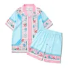 Hip Hop Men 2 Piece Set Vintage Print Button Hawaiian Shirt and Shorts Suit Summer Fashion Casual Short Sleeve Outfit 240410